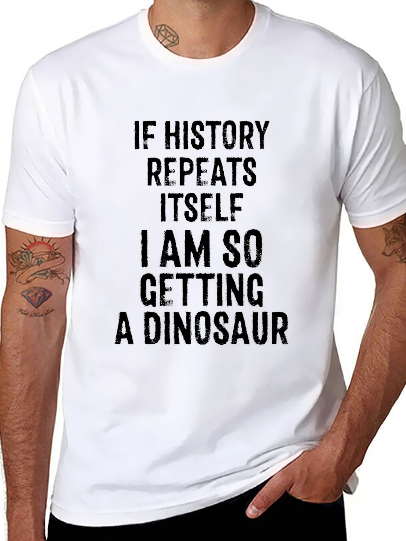 Funny Dinosaur T-Shirt: History Repeats Humor Tee