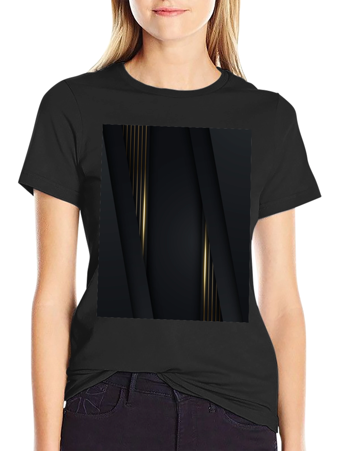 Elegant Black & Gold Abstract Design Tee