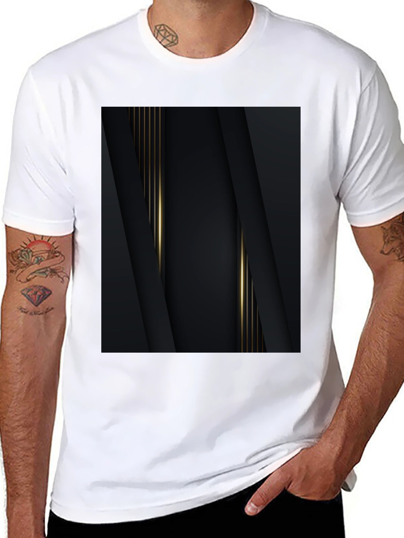 Elegant Black & Gold Abstract Design Tee