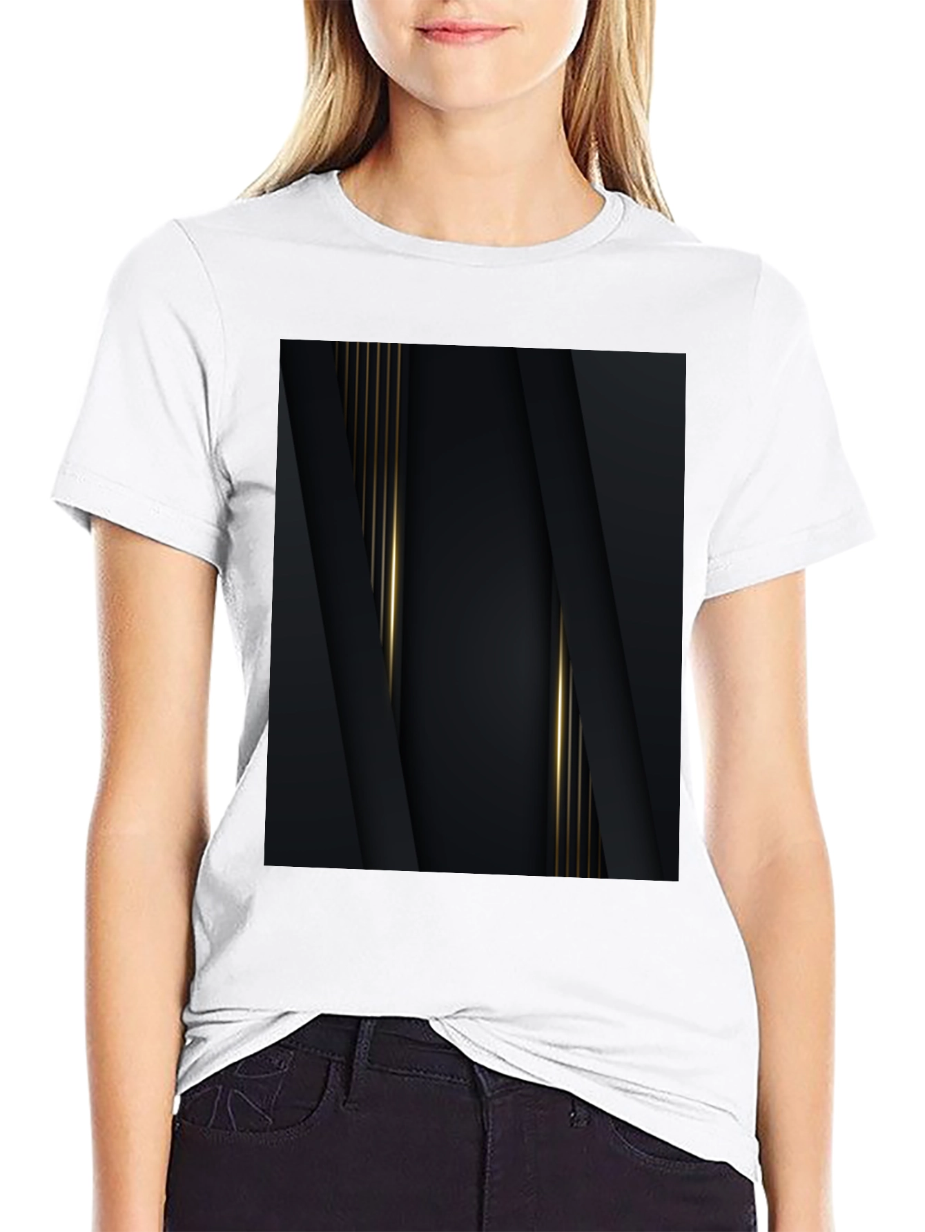 Elegant Black & Gold Abstract Design Tee