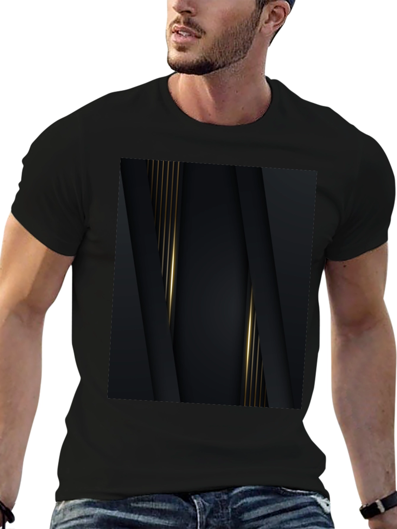 Elegant Black & Gold Abstract Design Tee
