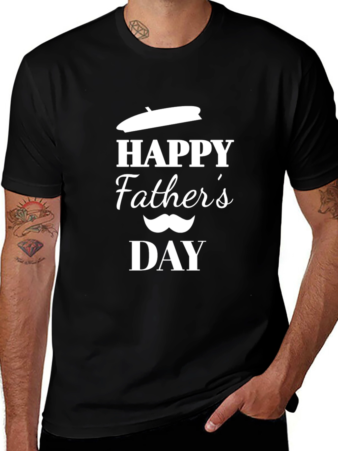 Happy Fathers Day Graphic Tee - Black