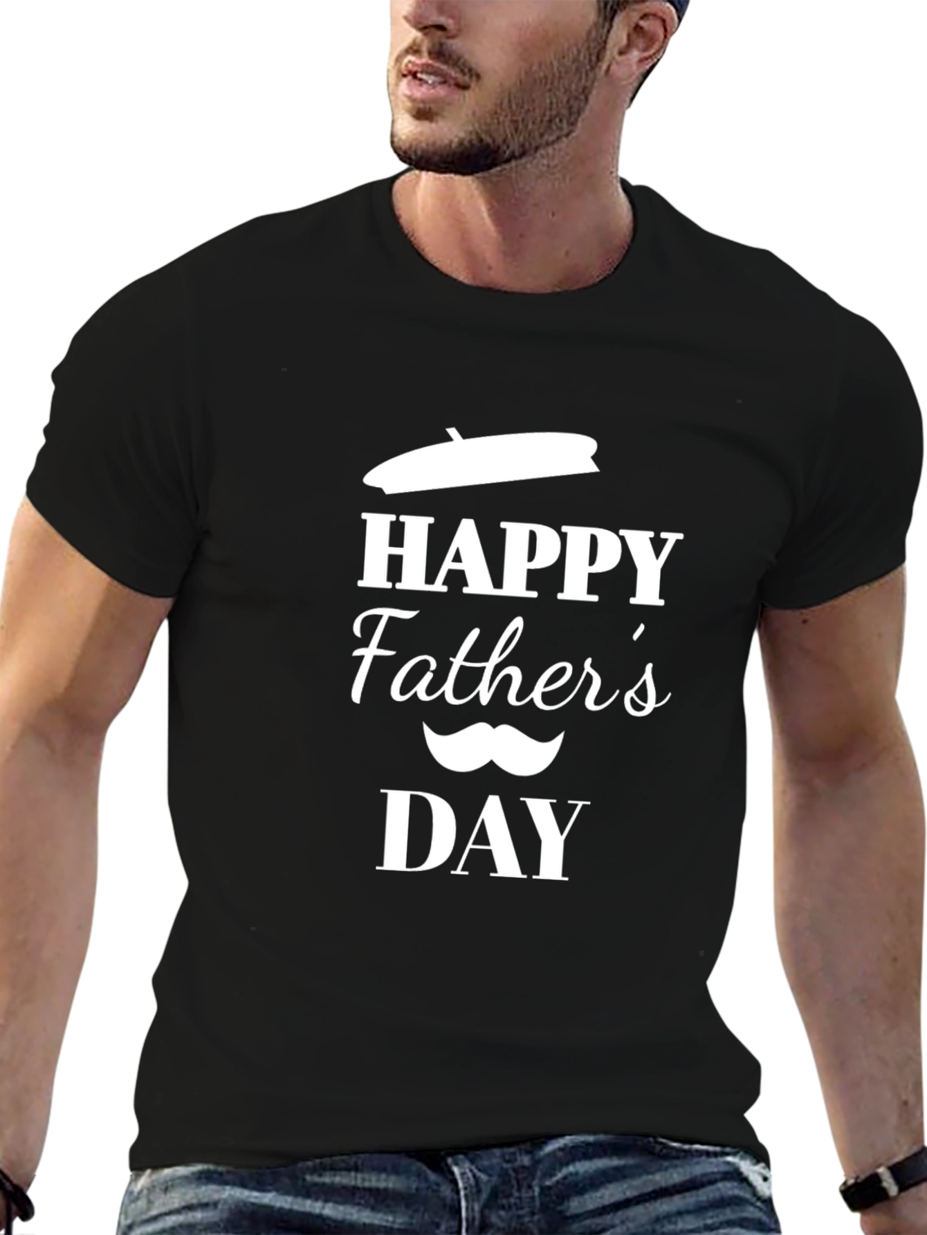 Happy Fathers Day Graphic Tee - Black