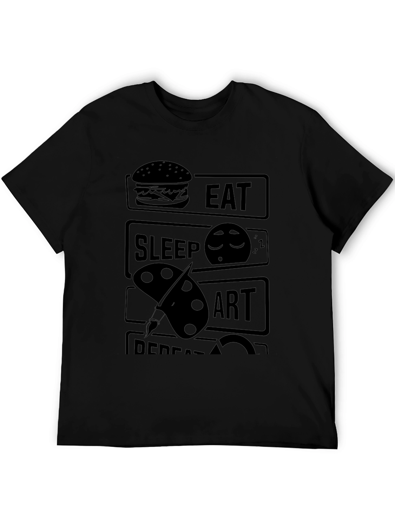 Eat Sleep Art Repeat Black Graphic T-Shirt