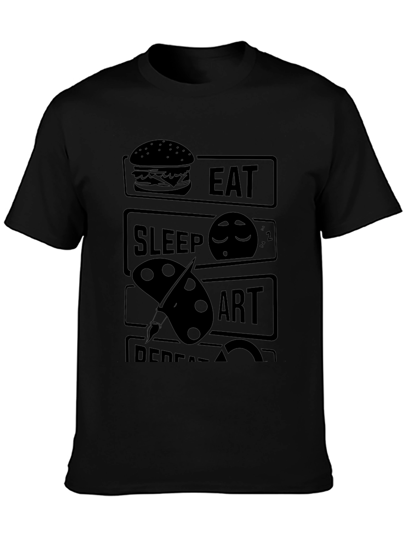 Eat Sleep Art Repeat Black Graphic T-Shirt