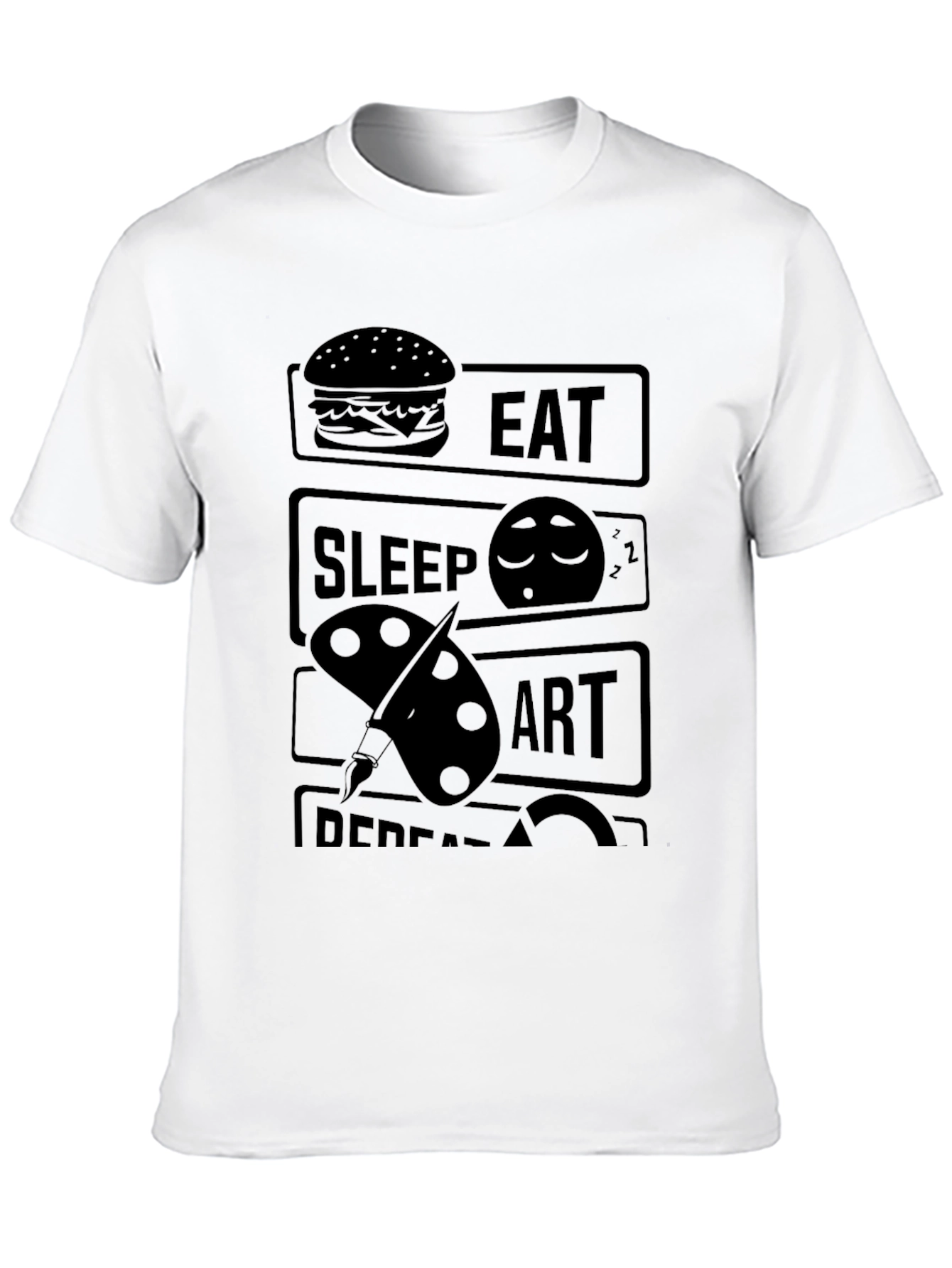Eat Sleep Art Repeat Black Graphic T-Shirt