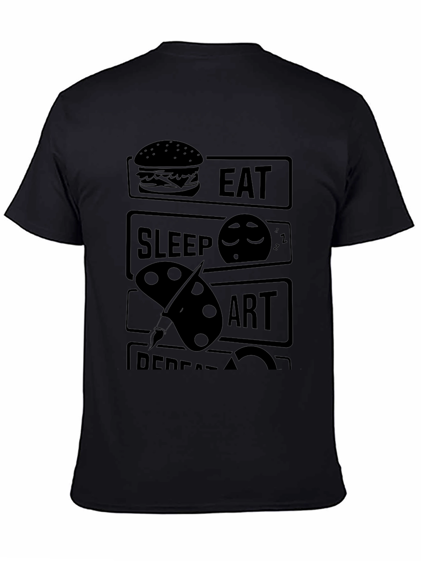 Eat Sleep Art Repeat Black Graphic T-Shirt