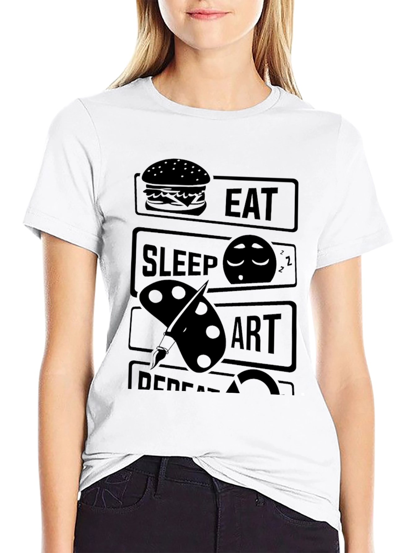 Eat Sleep Art Repeat Black Graphic T-Shirt