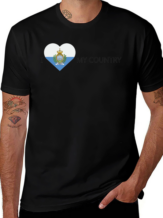 San Marino Flag Heart T-Shirt - I Love My Country Tee