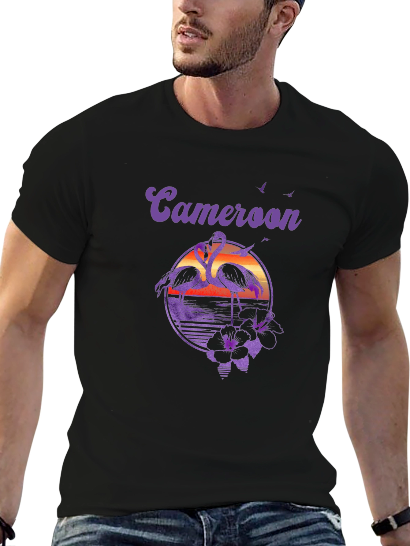 Cameroon Flamingo Sunset Graphic T-Shirt