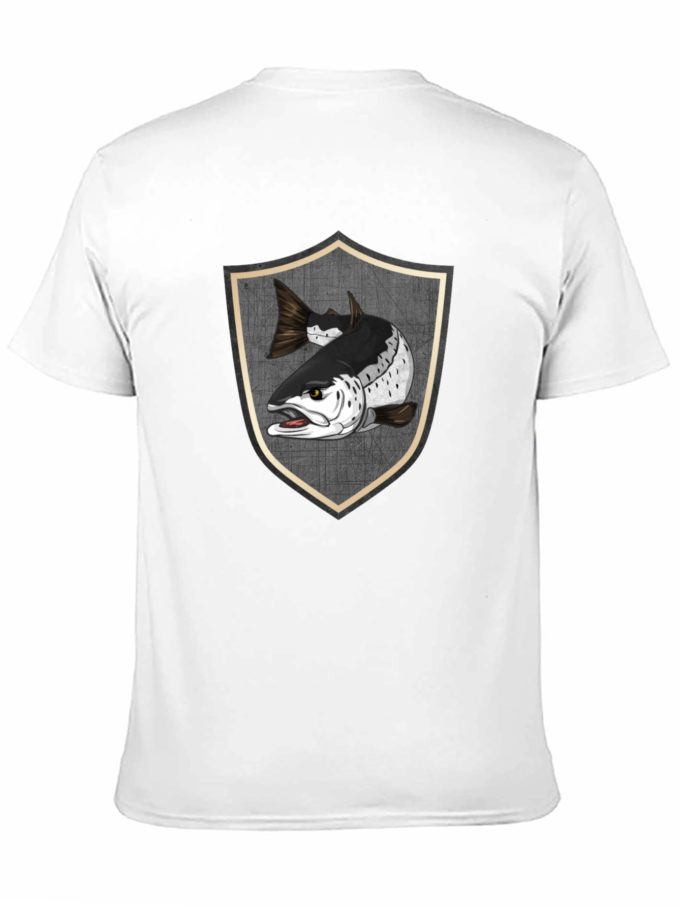 Black T-Shirt with Fish Shield Graphic