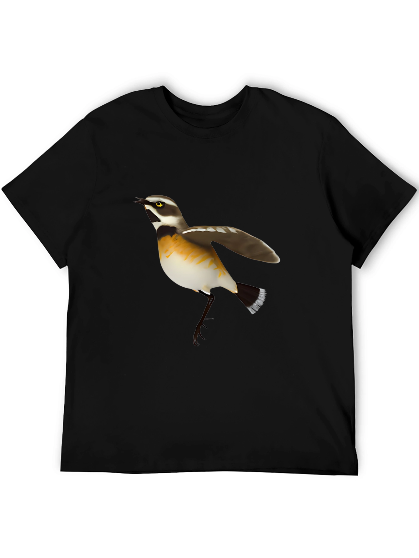 Bird Graphic Tee - Black Cotton Casual T-Shirt