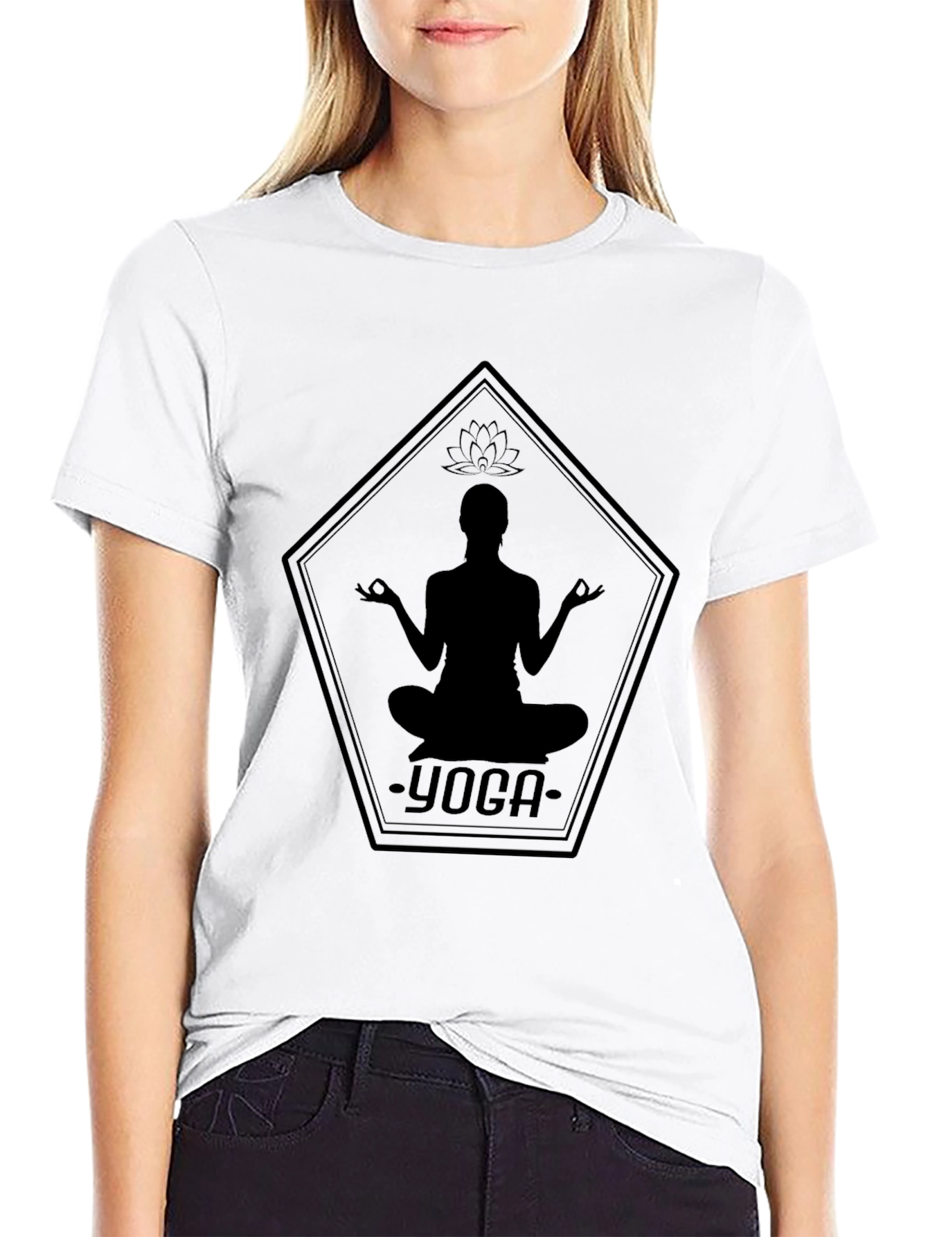 Yoga Silhouette Graphic Tee - Black