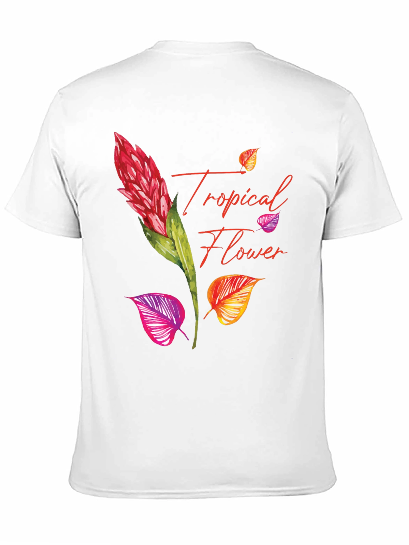 Tropical Flower Print Black T-Shirt
