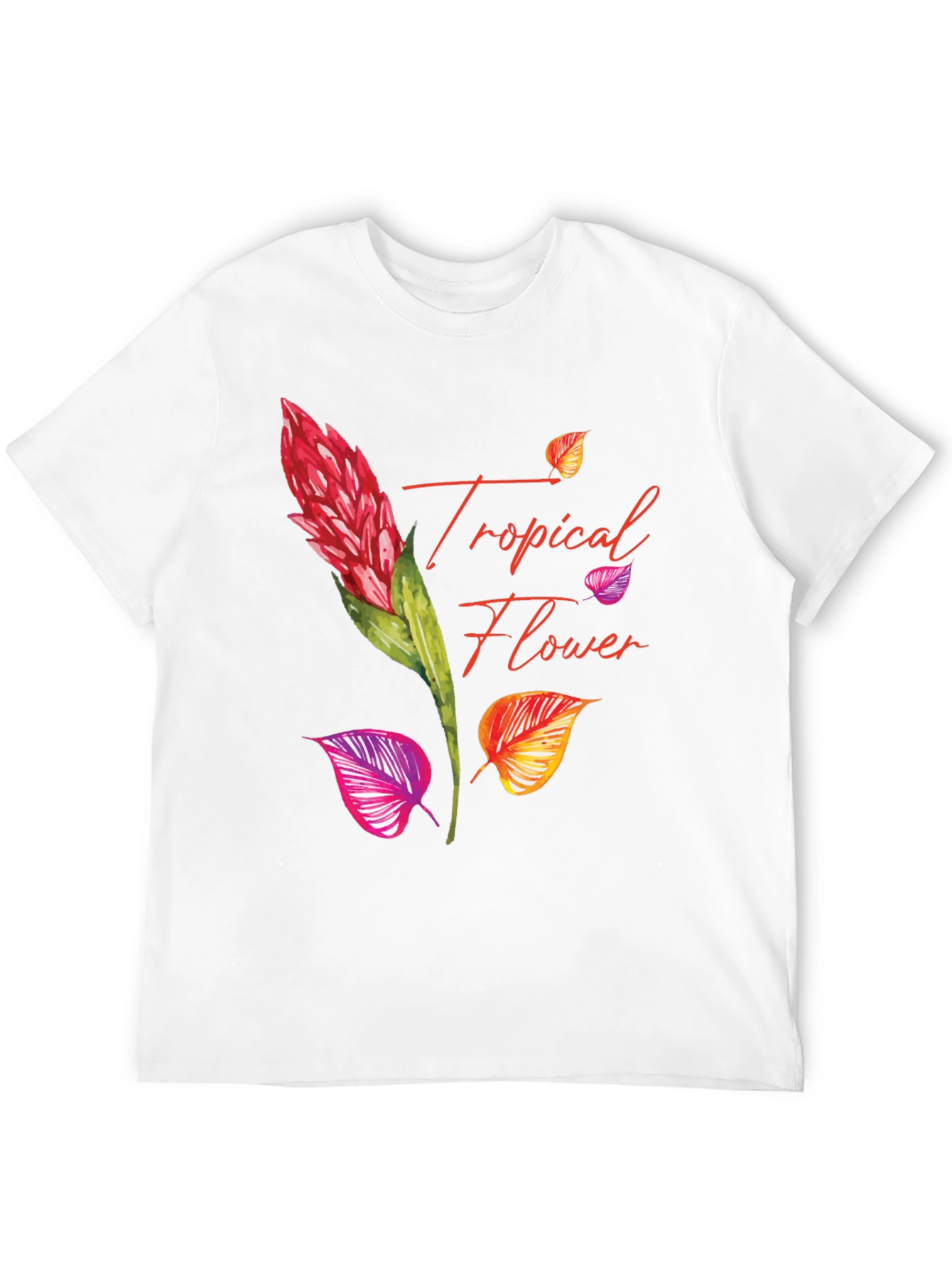 Tropical Flower Print Black T-Shirt