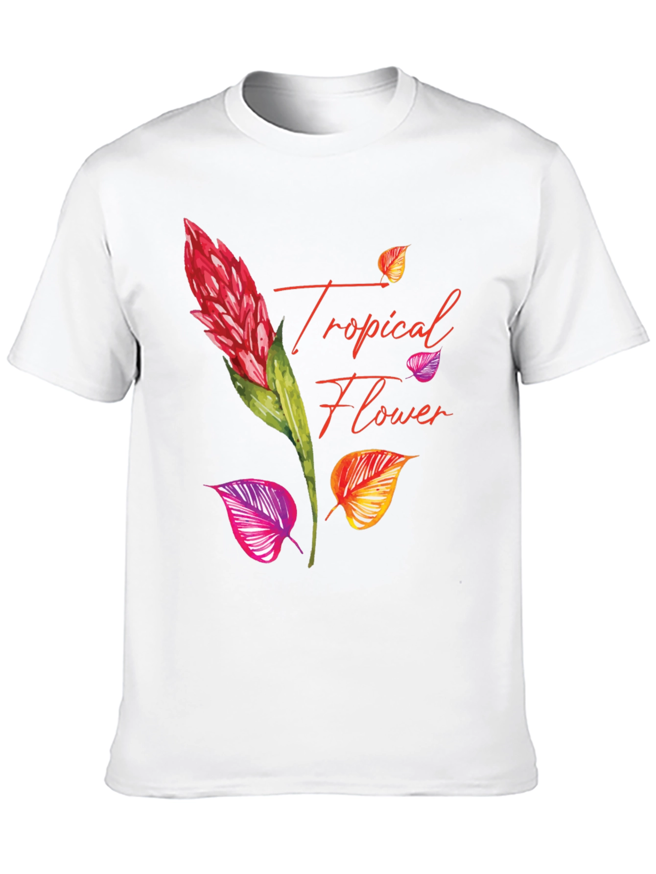 Tropical Flower Print Black T-Shirt
