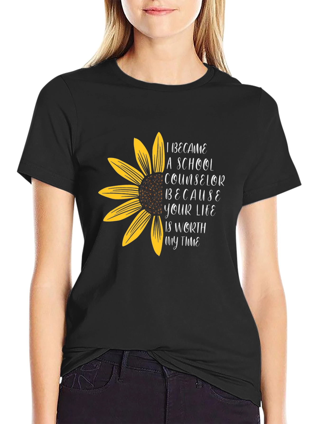 Sunflower School Counselor Graphic Tee - Black