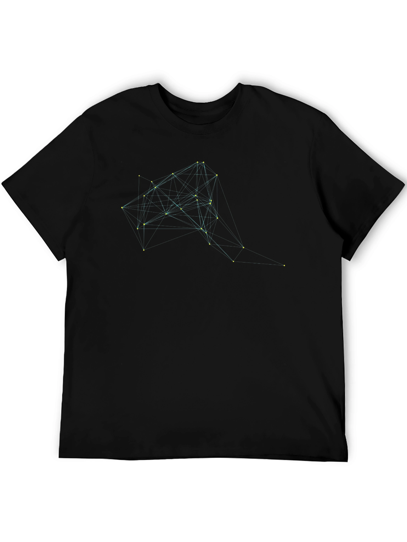 Geometric Line Art Black T-Shirt