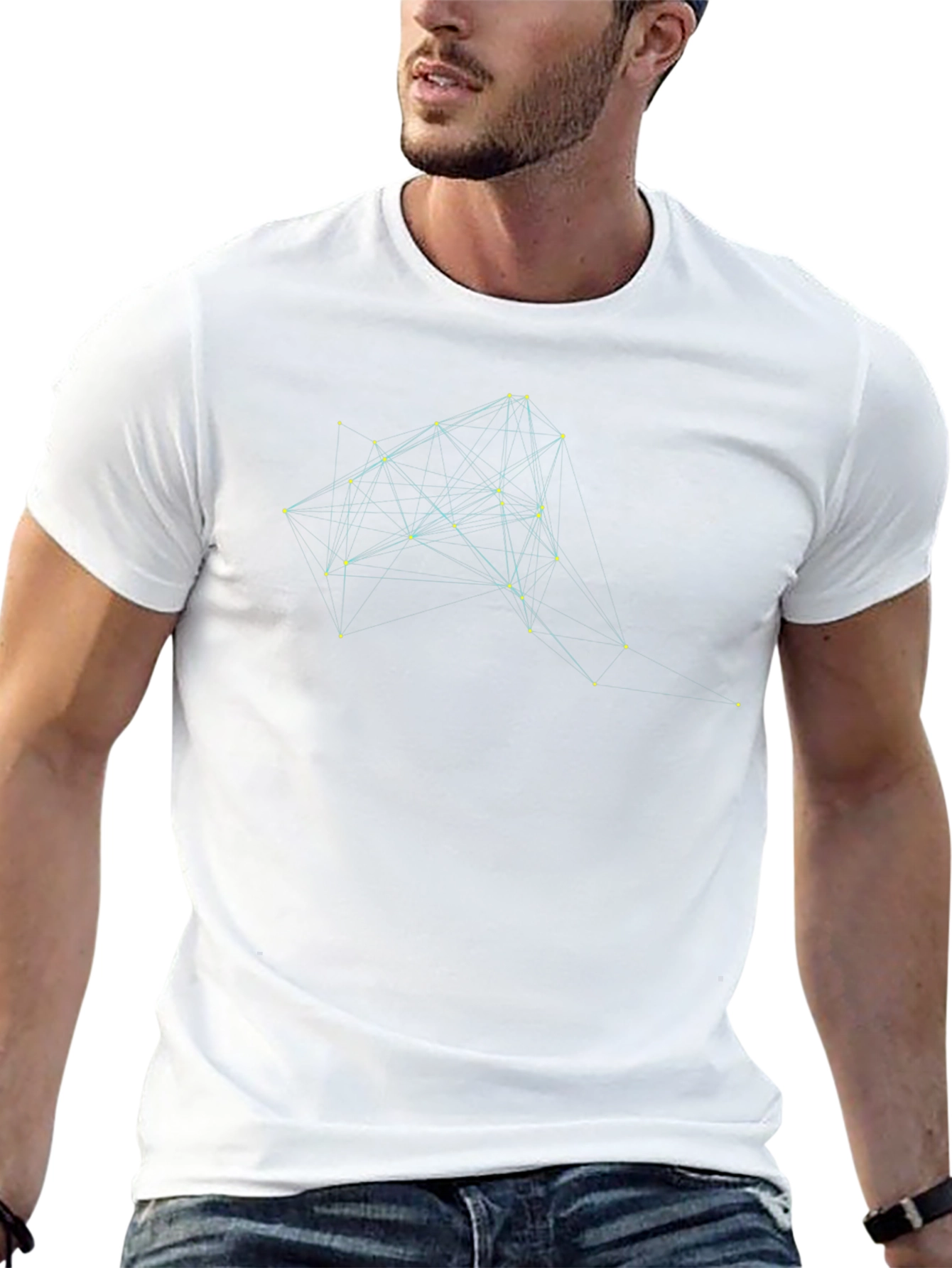 Geometric Line Art Black T-Shirt