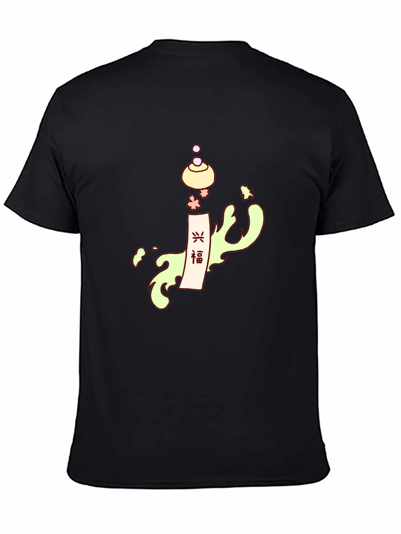 Stylish Black Tee with Japanese-Inspired Graphic