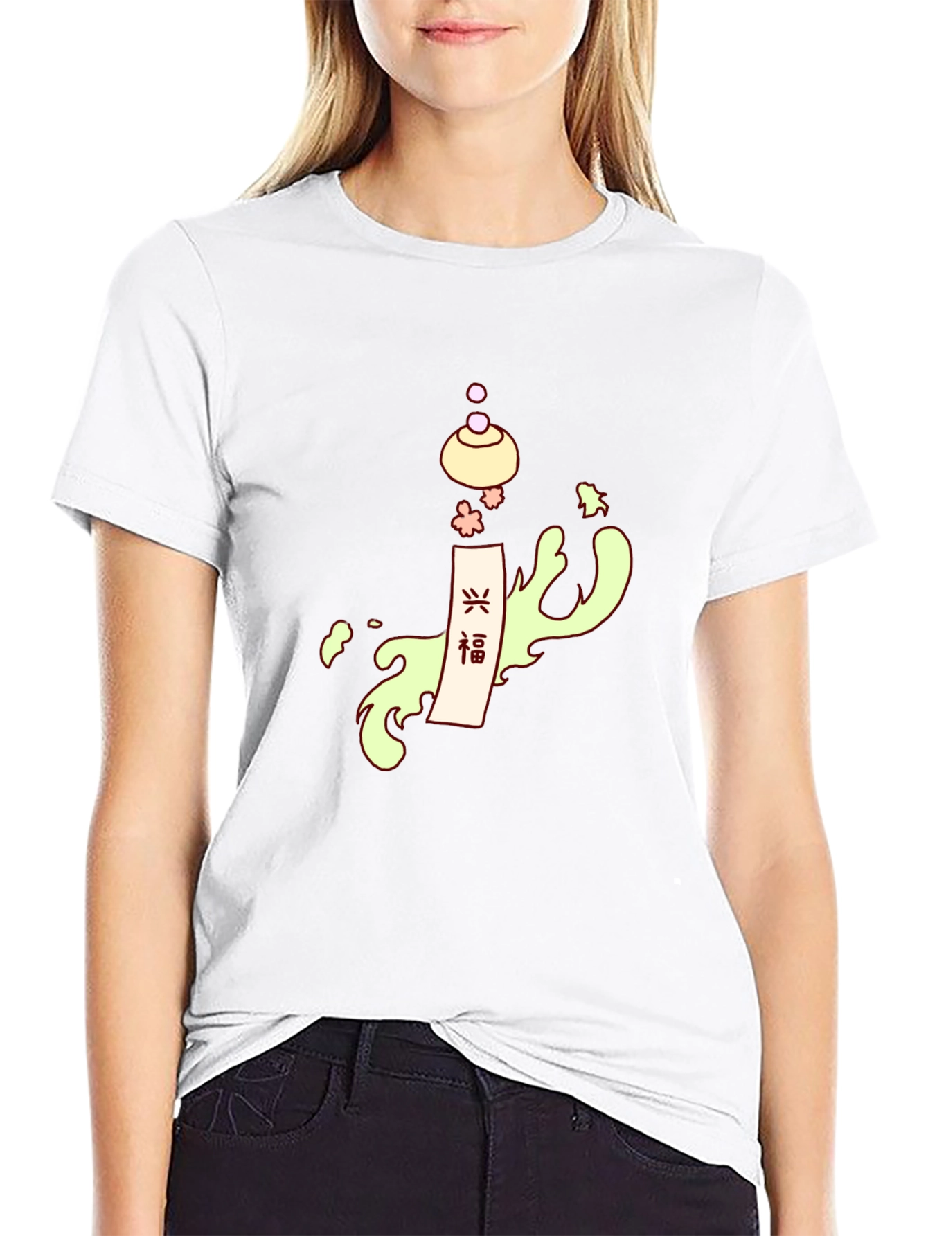 Stylish Black Tee with Japanese-Inspired Graphic