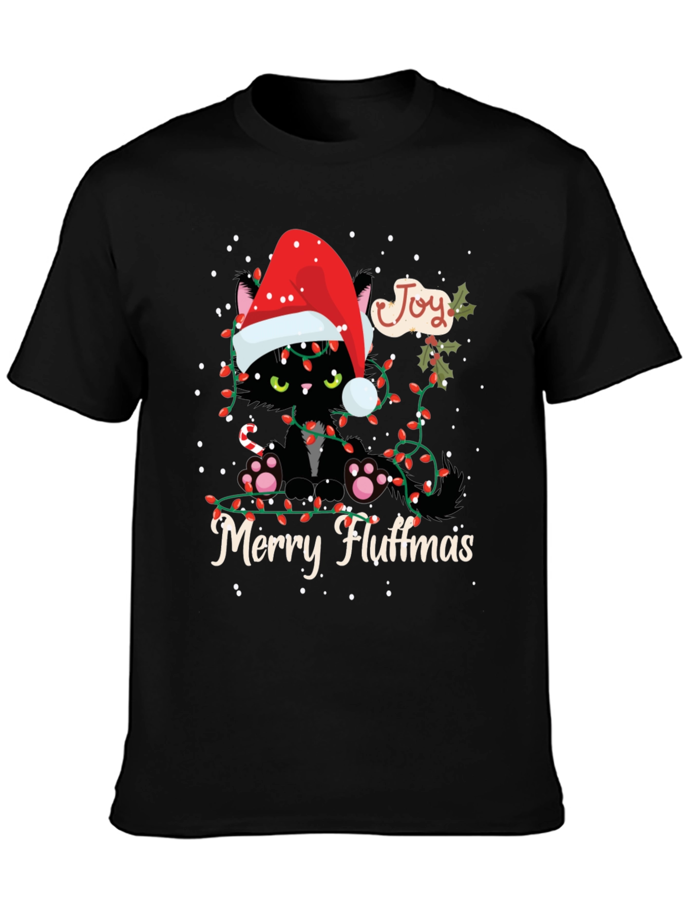 Merry Fluffmas Black Cat T-Shirt Holiday Gift