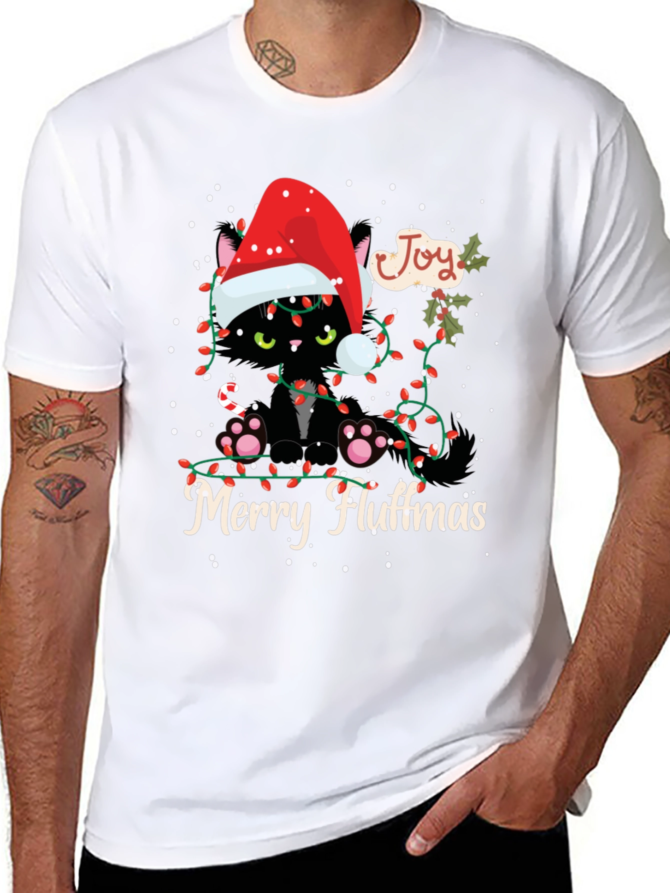 Merry Fluffmas Black Cat T-Shirt Holiday Gift