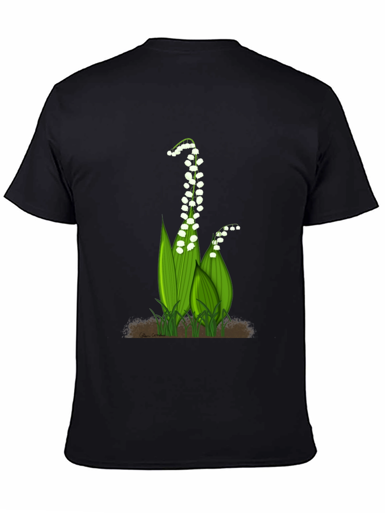 Lily of the Valley Graphic Tee - Black Cotton