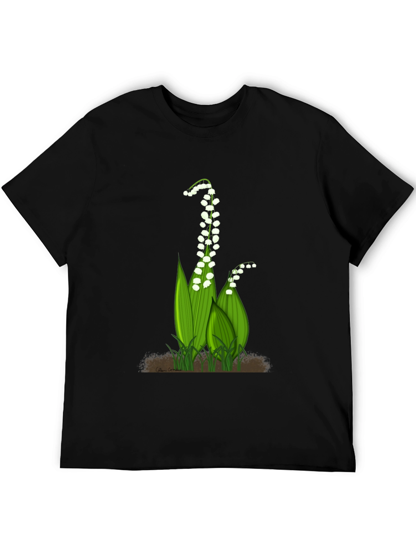 Lily of the Valley Graphic Tee - Black Cotton
