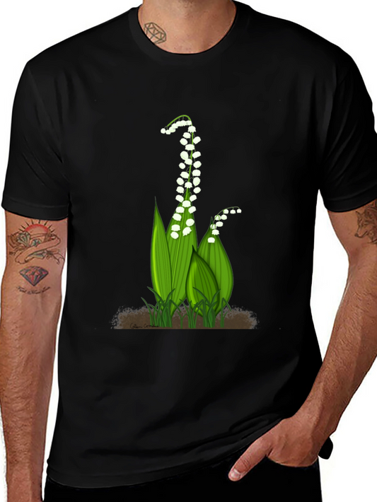 Lily of the Valley Graphic Tee - Black Cotton