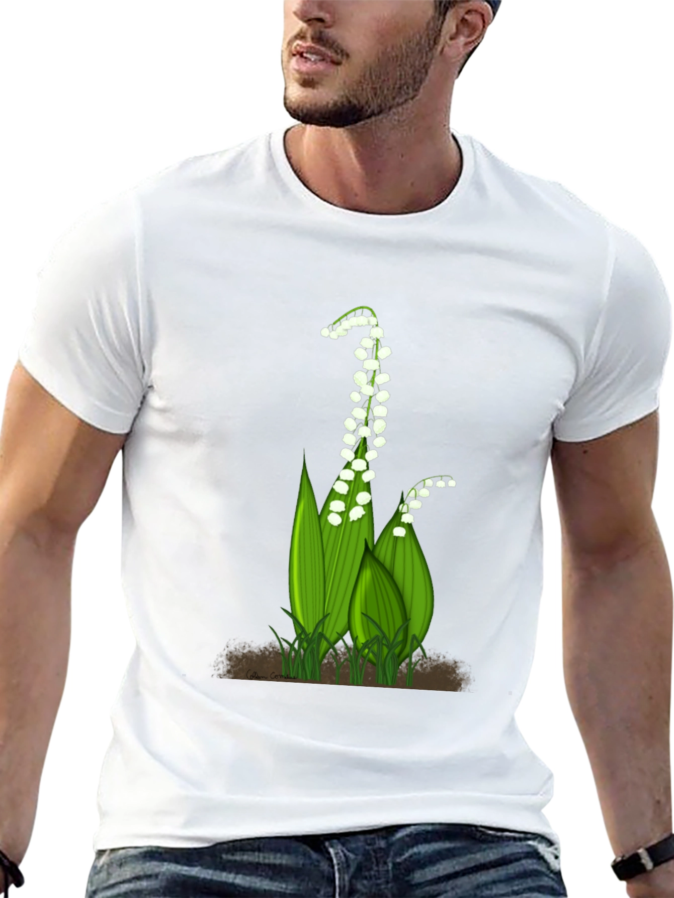Lily of the Valley Graphic Tee - Black Cotton