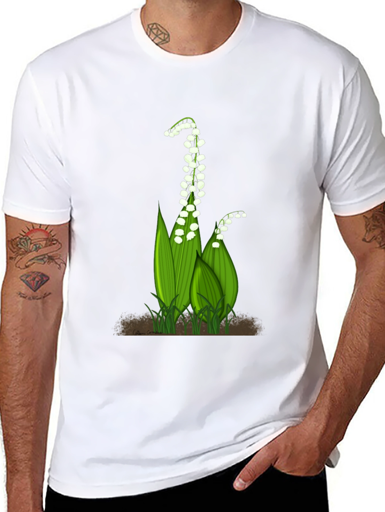 Lily of the Valley Graphic Tee - Black Cotton