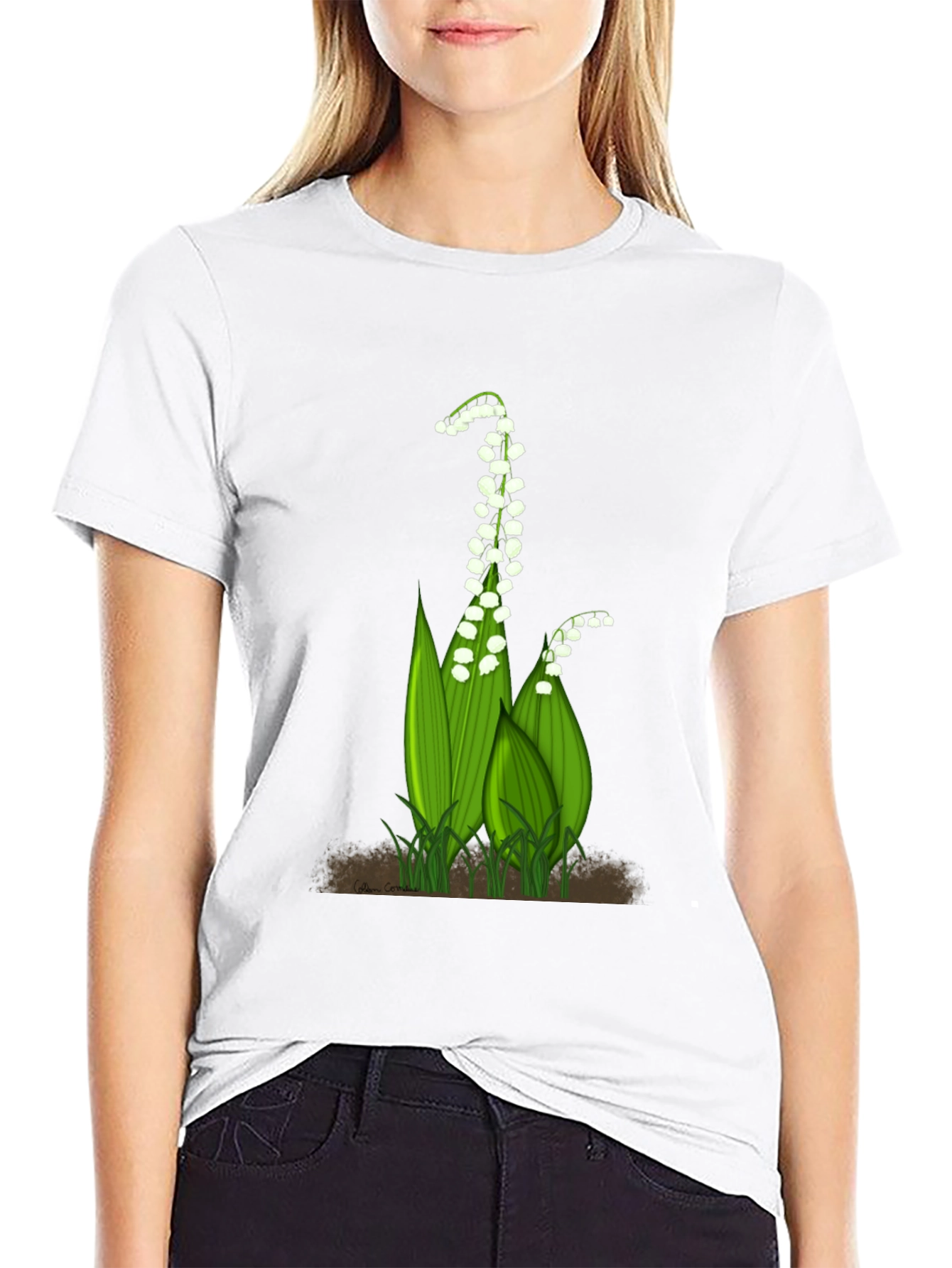 Lily of the Valley Graphic Tee - Black Cotton