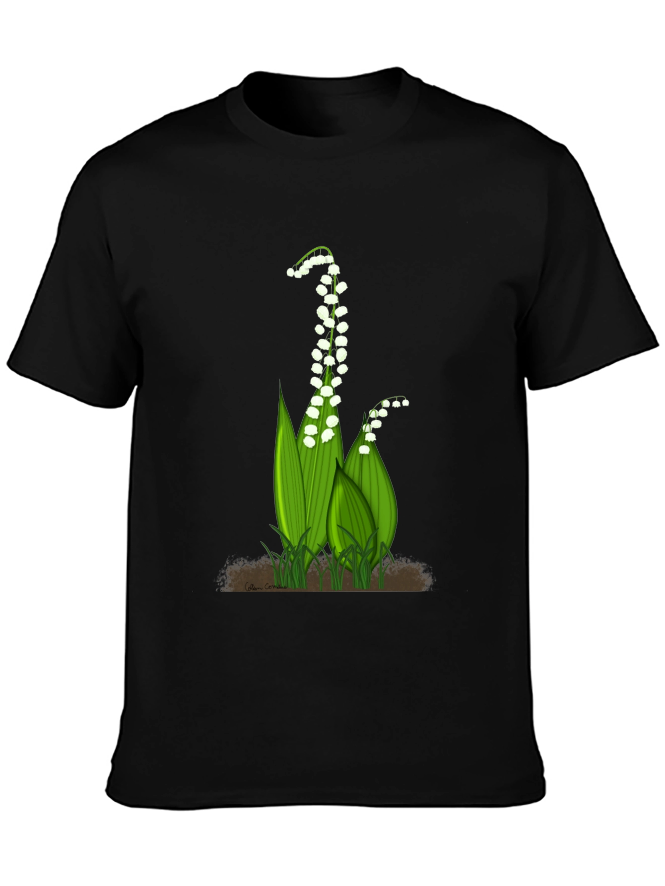 Lily of the Valley Graphic Tee - Black Cotton