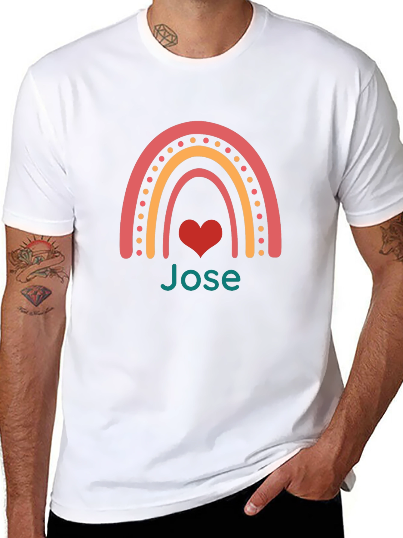 Personalized Rainbow Heart T-Shirt - Jose