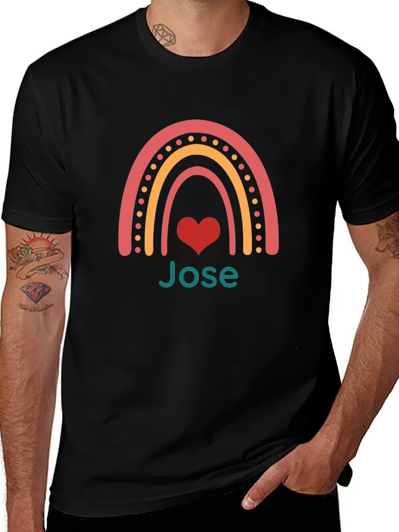 Personalized Rainbow Heart T-Shirt - Jose