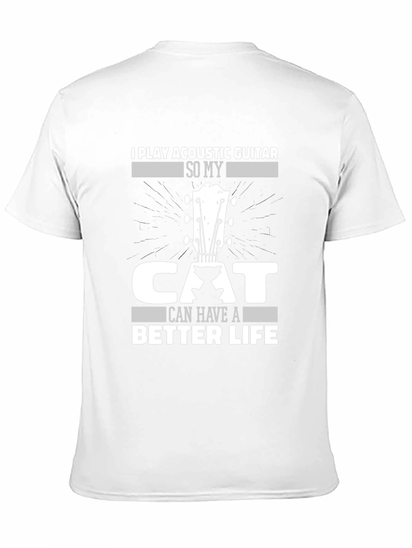 Acoustic Guitar Cat Lover Black T-Shirt