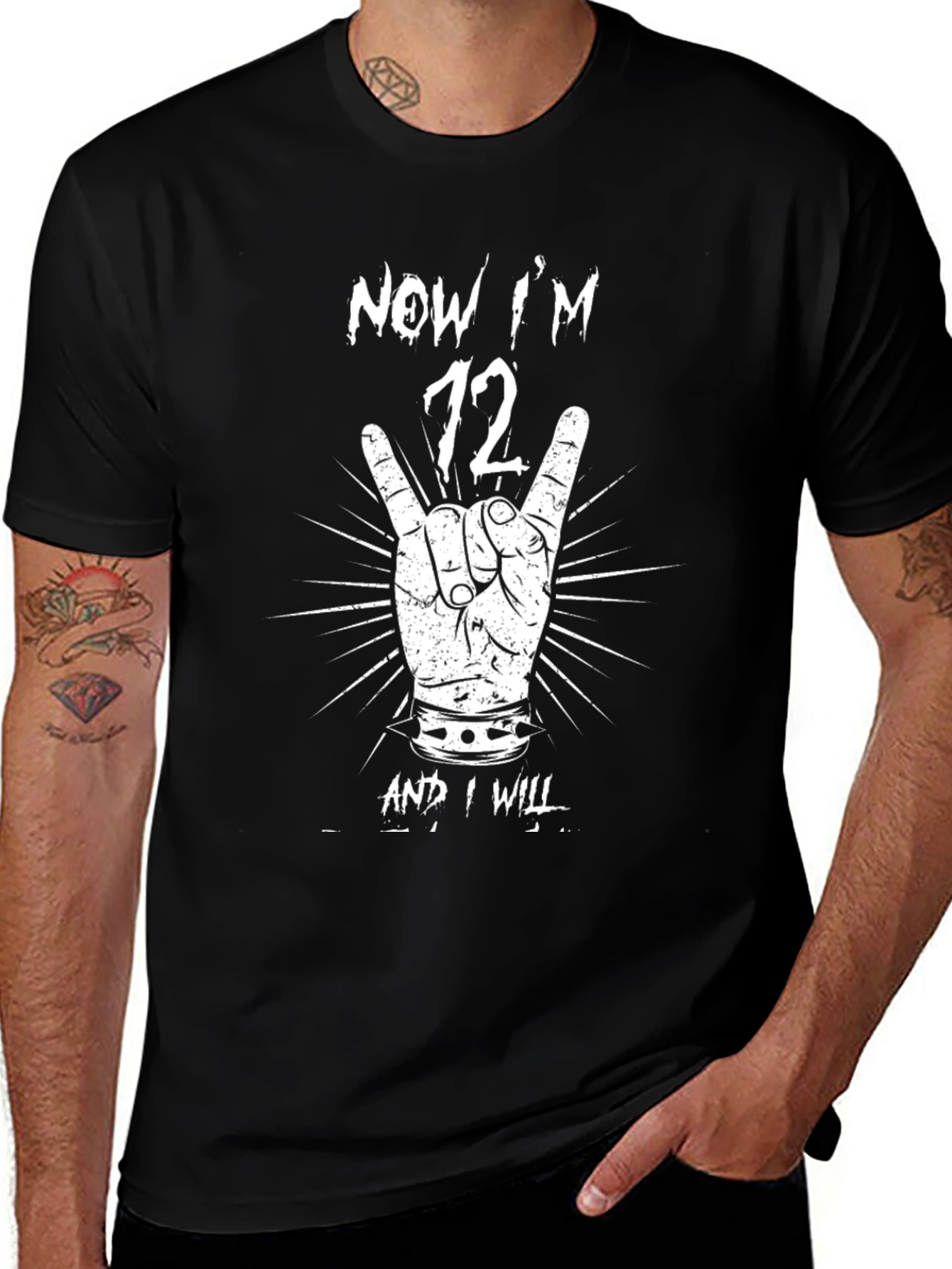 Now Im 72 T-Shirt Rock On Hand Sign