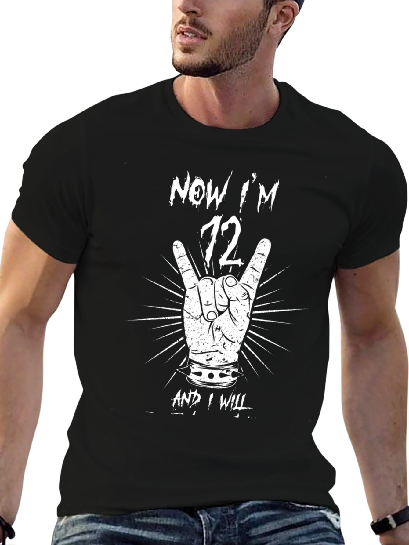 Now Im 72 T-Shirt Rock On Hand Sign