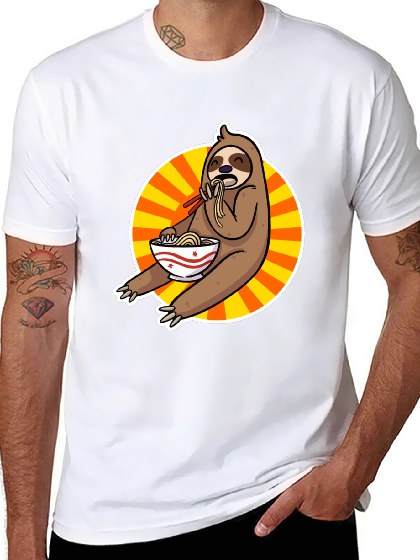 Sloth Ramen T-Shirt - Funny Cartoon Design