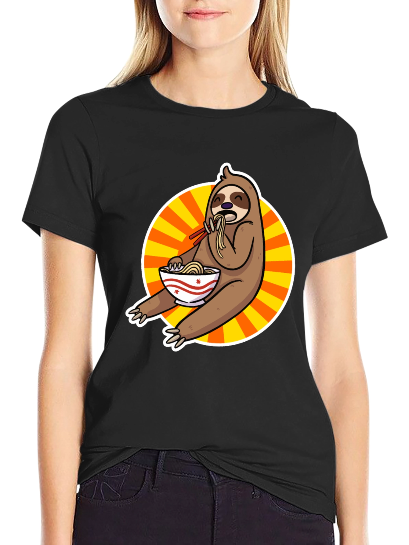 Sloth Ramen T-Shirt - Funny Cartoon Design