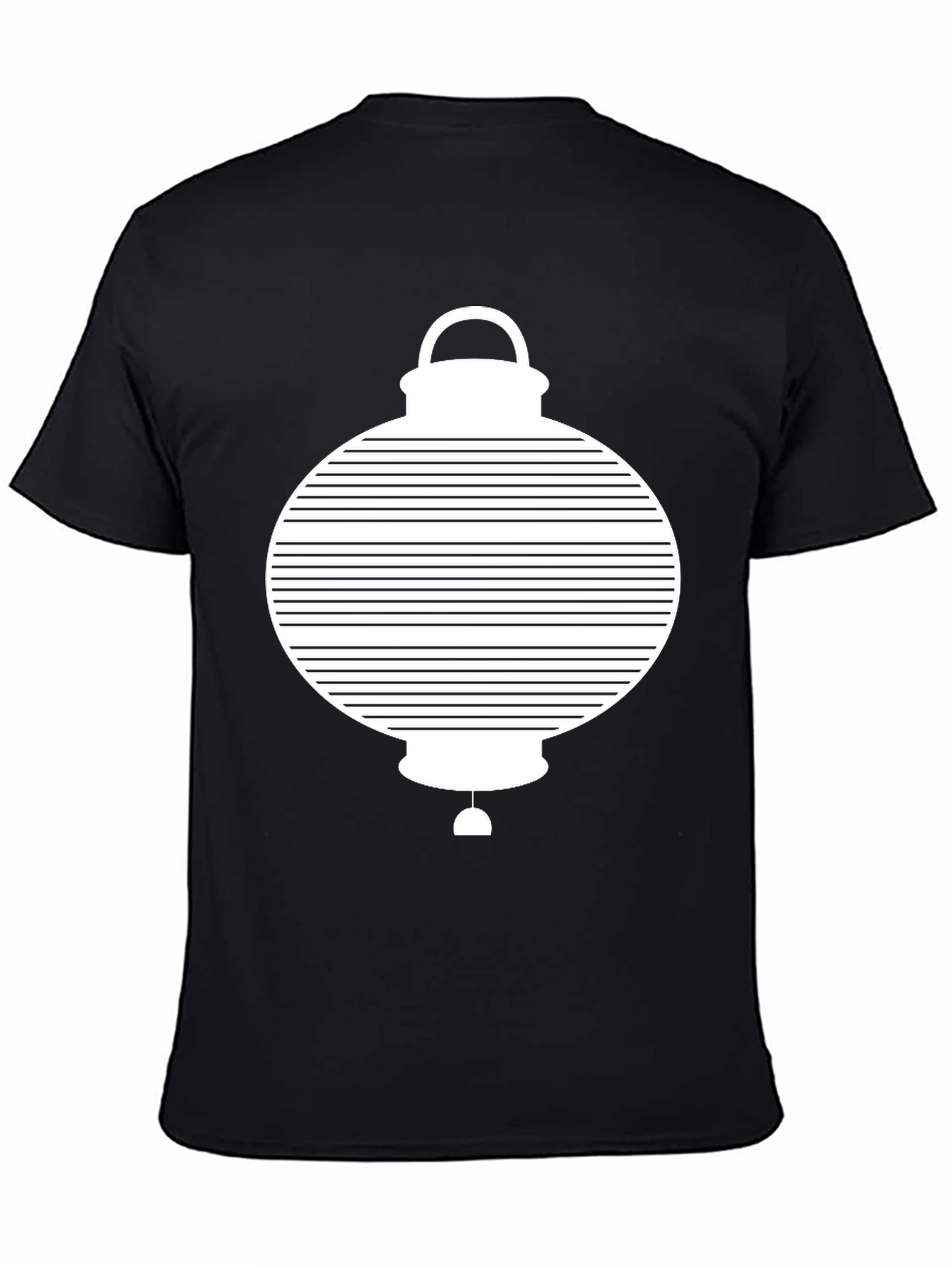 Modern Graphic Lantern Print Black T-Shirt