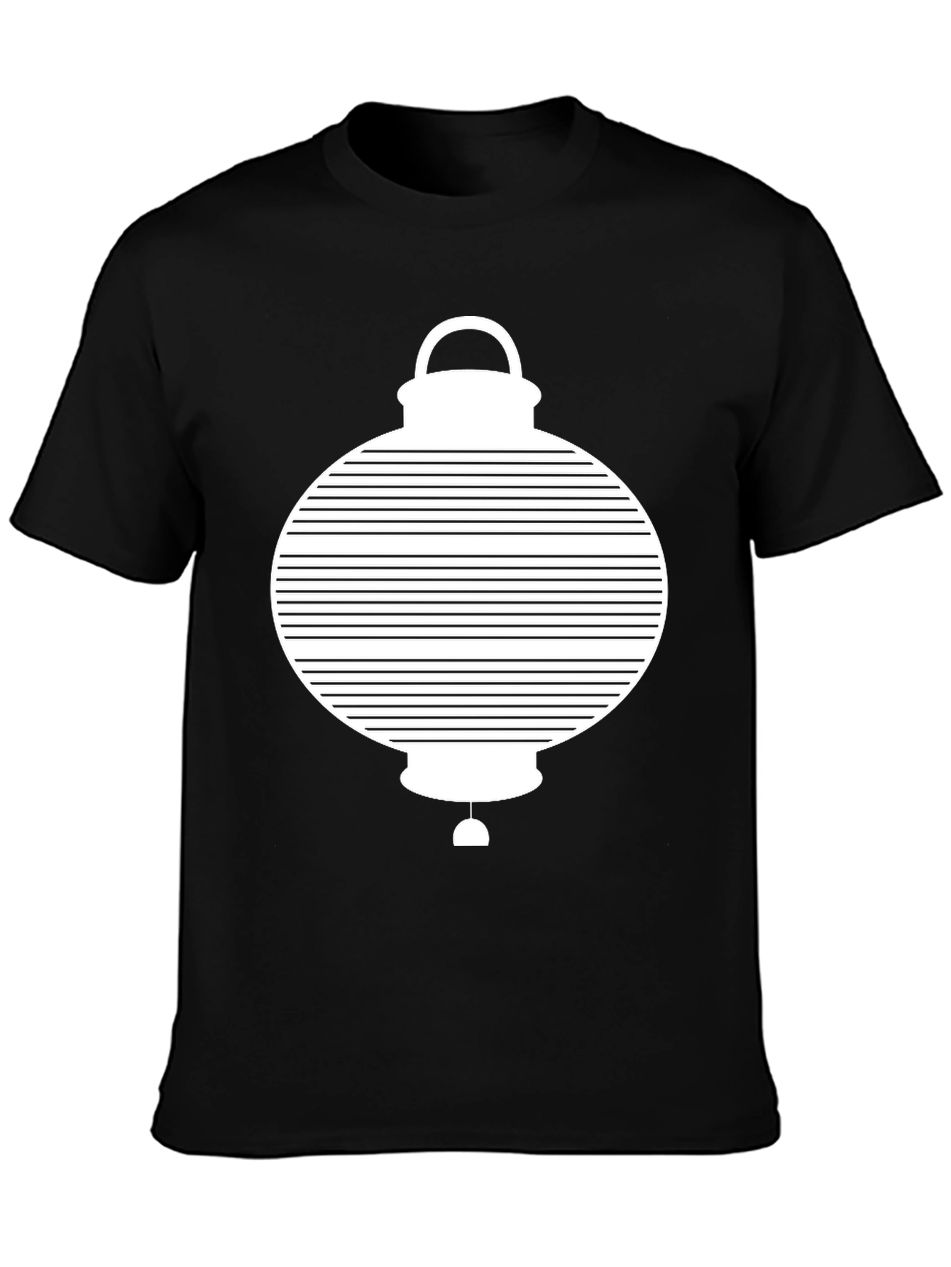 Modern Graphic Lantern Print Black T-Shirt