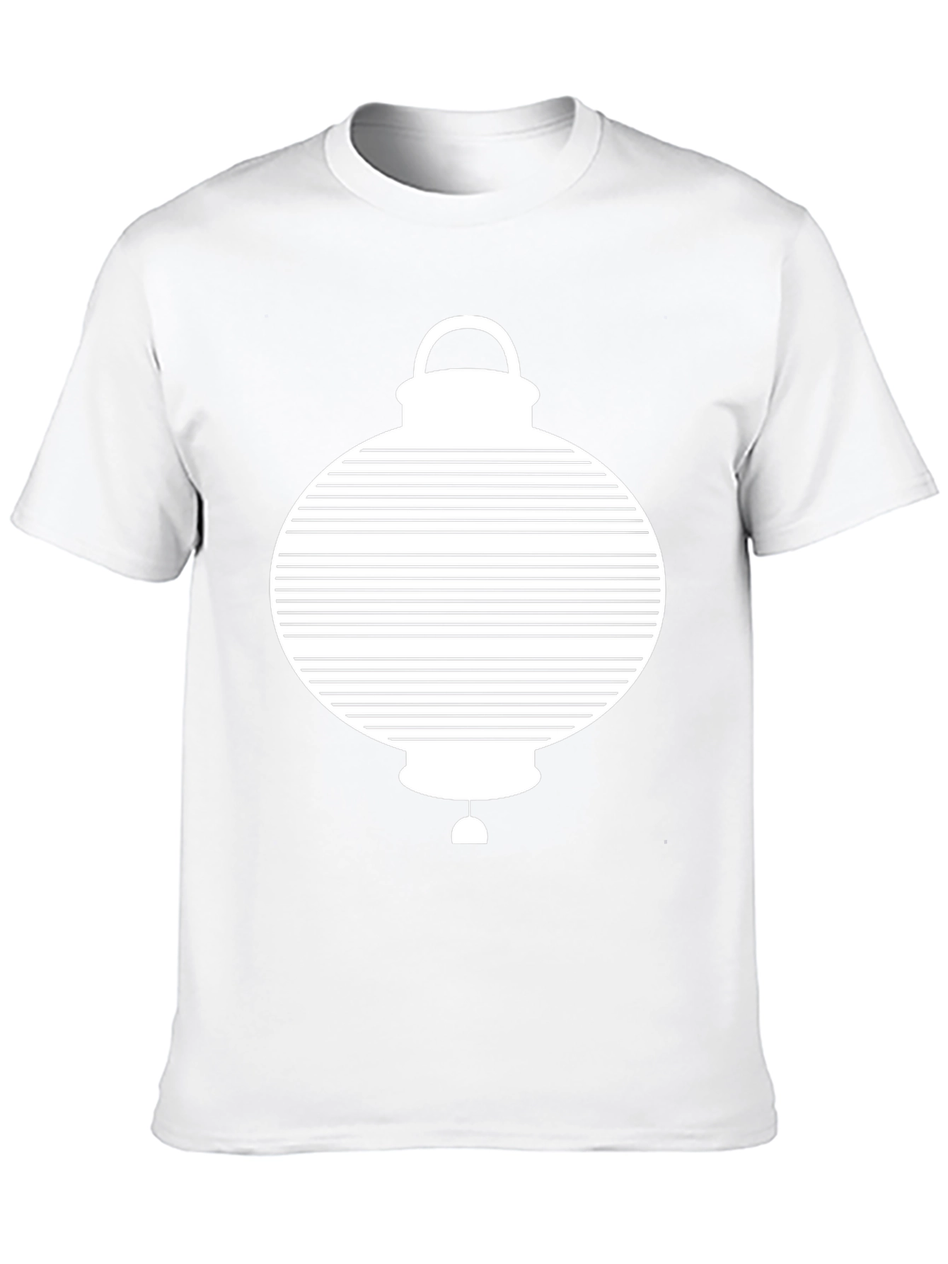 Modern Graphic Lantern Print Black T-Shirt