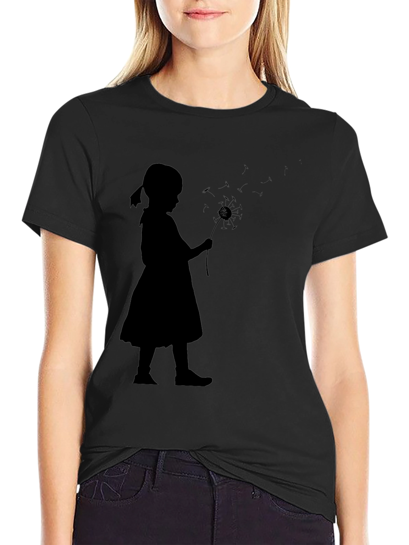 Dandelion Girl Black T-Shirt