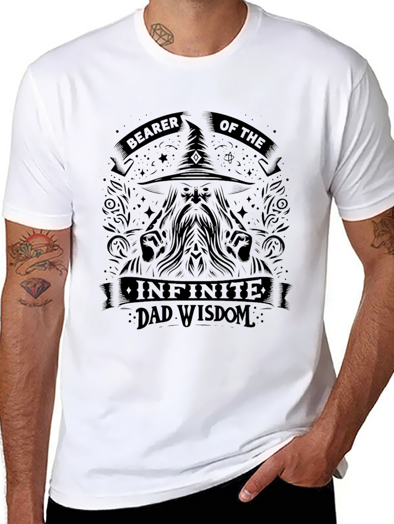 Bearer of Infinite Dad Wisdom Black T-Shirt