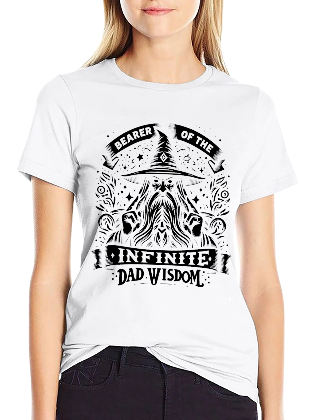 Bearer of Infinite Dad Wisdom Black T-Shirt