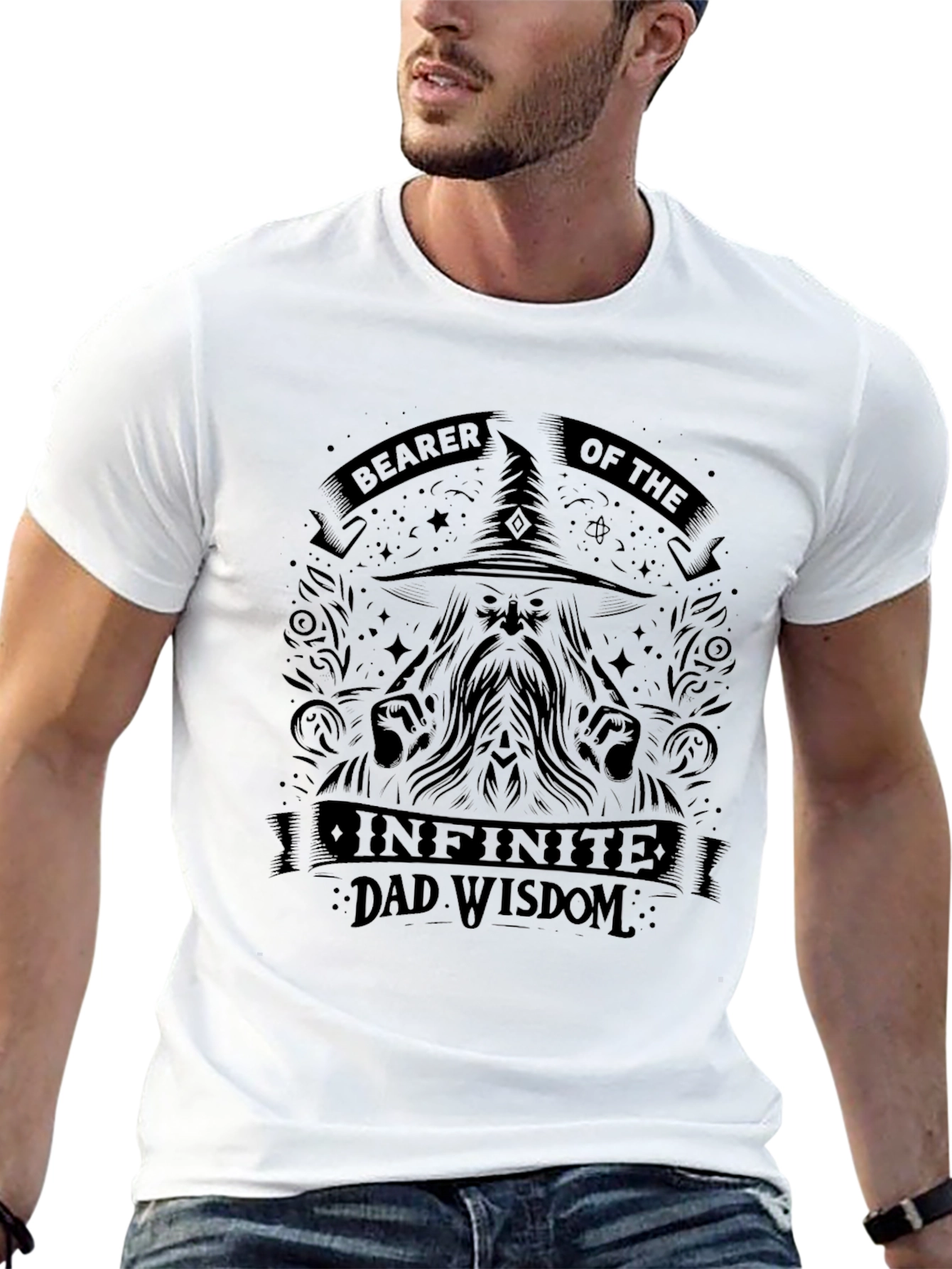 Bearer of Infinite Dad Wisdom Black T-Shirt