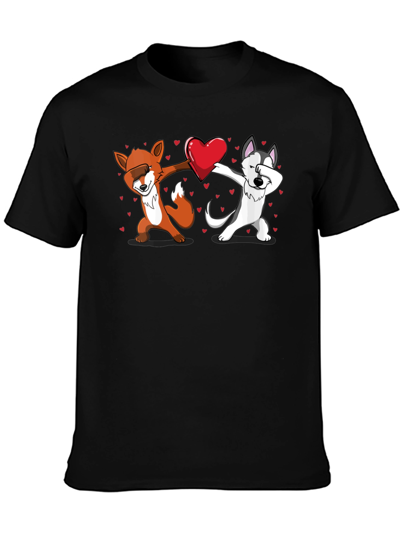 Dabbing Fox and Husky Love T-Shirt