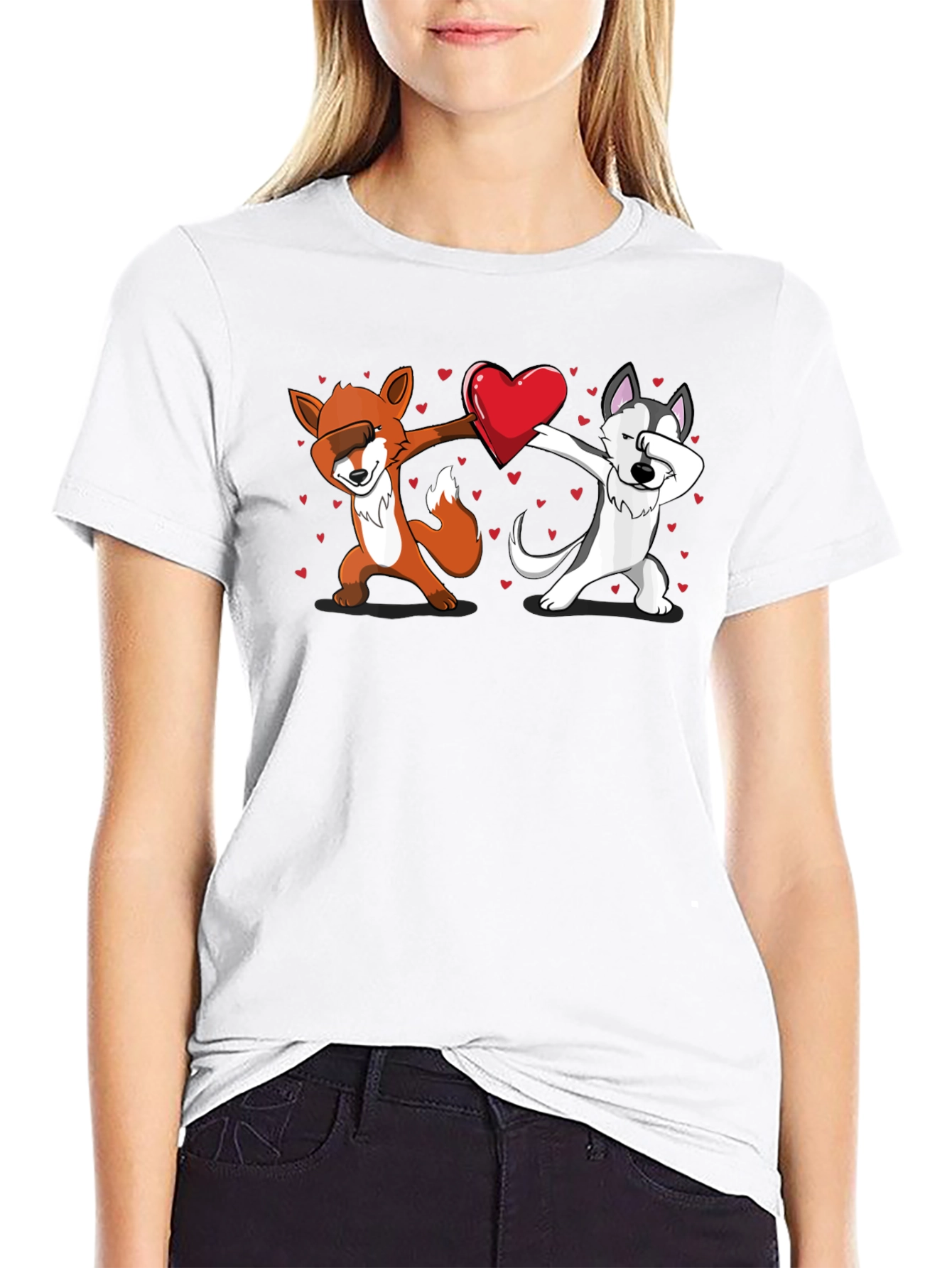 Dabbing Fox and Husky Love T-Shirt